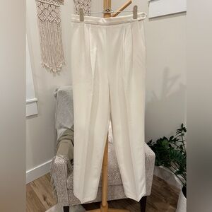 Vintage Pan Tree Cream Pleated Dress Pants Size 14 High Waist Straight Leg